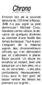 Jean-Michel Bayle n'est pas officiellement en pôle pour l'épreuve de Nozay suite à un problème de chronométrage !!!