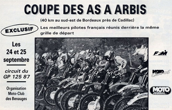 La publicité pour la coupe des As 1988 à Arbis
