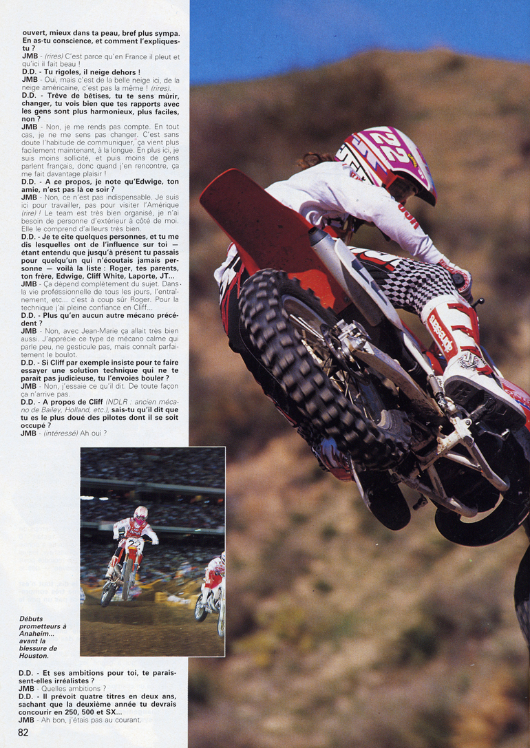 La troisième page de l'interview de Jean-Michel Bayle parue dans le numéro special cross de moto verte 1990