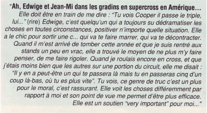 Jean-Michel parle du soutien d'Edwige lors de cette saison 1991