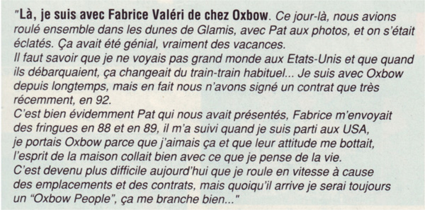JMB et ses relations avec Fabrice Valéri d'Oxbow