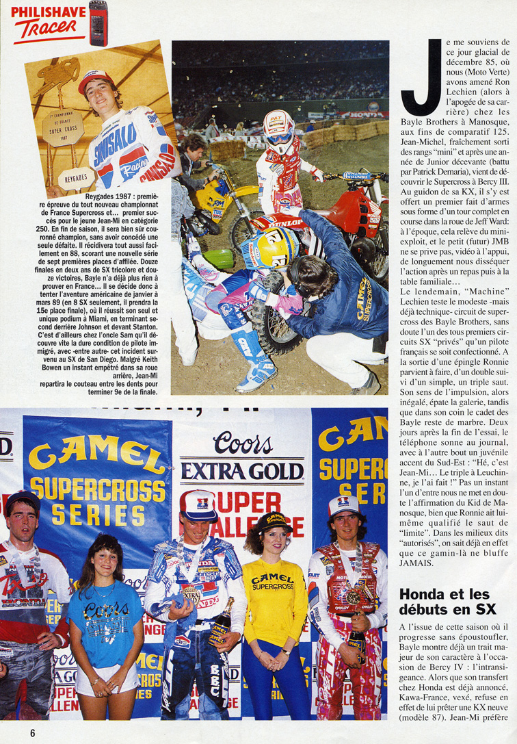 La cinquième page du sujet sur Jean-Michel Bayle dans le magazine spécial JMB de Moto Verte