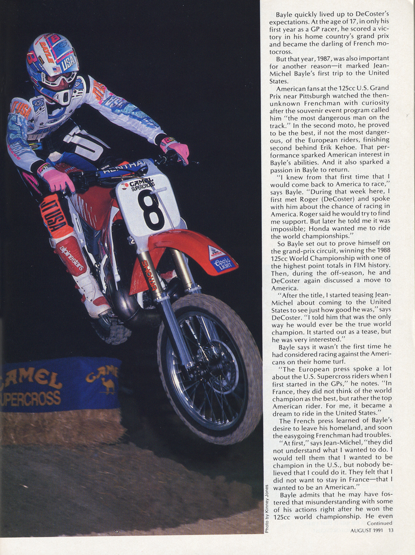 American Motorcylist d'Août 1991 consacre deux pages à Jean-Michel Bayle, voici la seconde