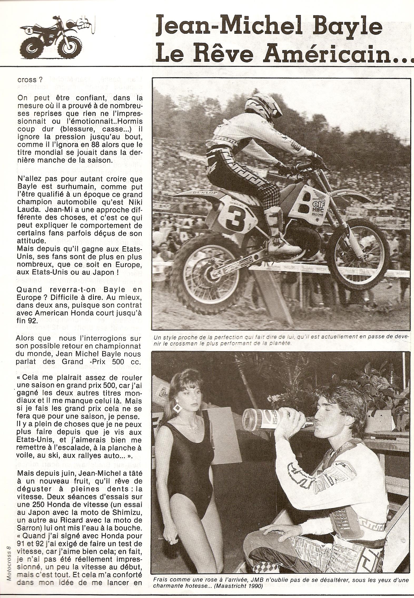 Articles sur Jean-Michel Bayle par le magzine belge Motocross, page 3