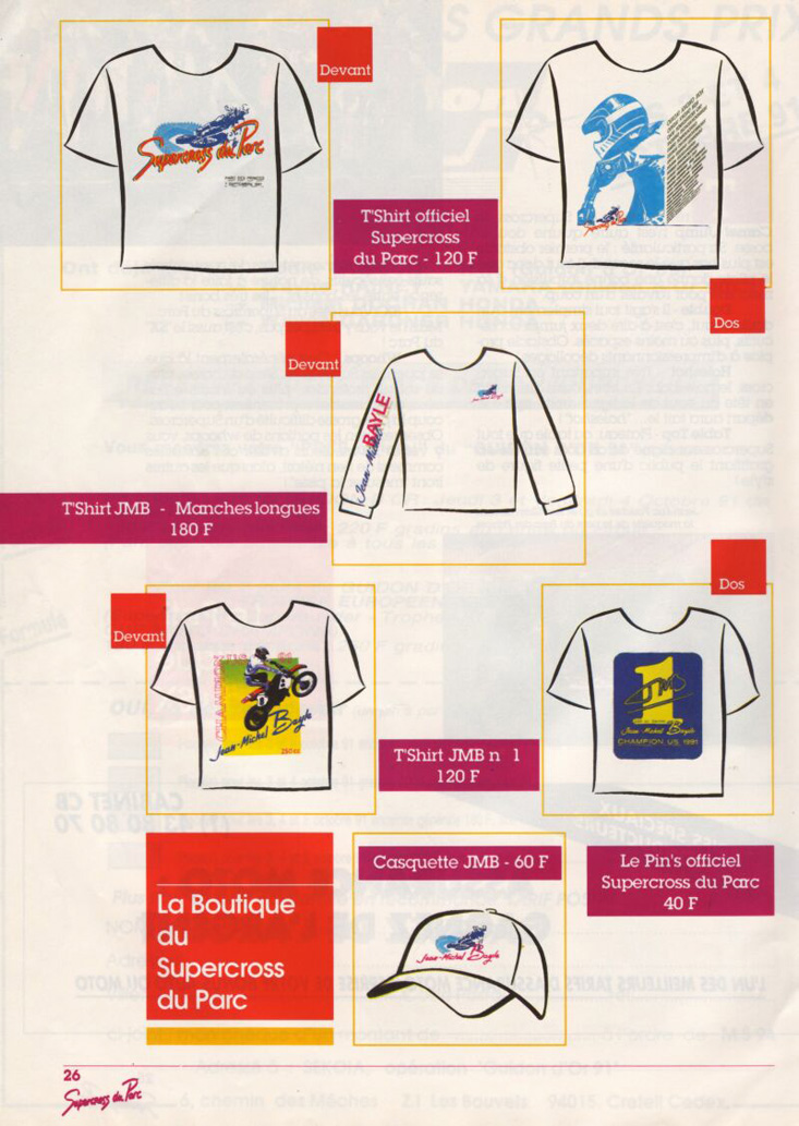 La quatrième page du programme de ce supercross du parc des princes 1991