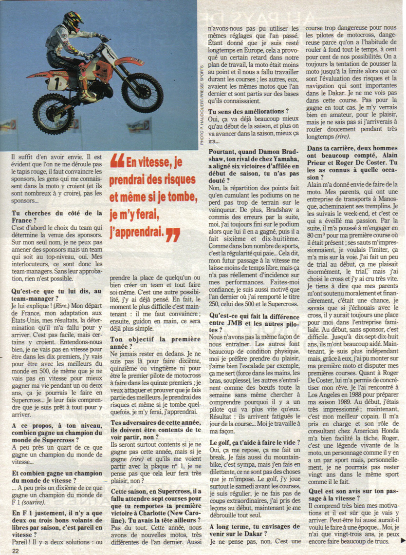 La quatrième page de l'interview de Jean-Michel Bayle dans Paris Match