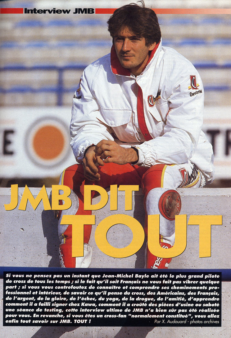 La première page de l'interview de Jean-Michel Bayle dans le hors série Cross 1993 de Moto Verte