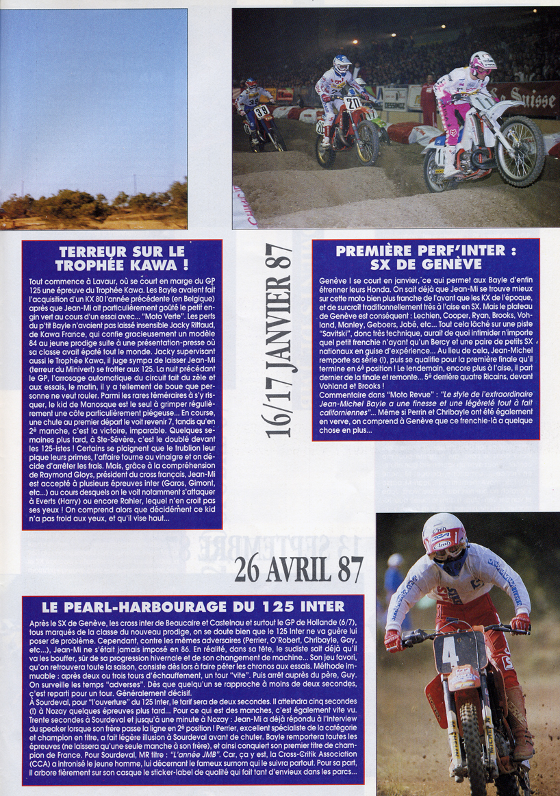La treizième page du spécial Jean-Michel Bayle Moto Verte retraçant sa carrière en motocross