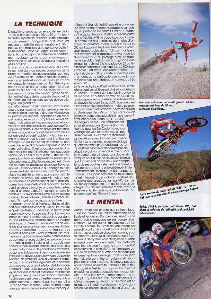 La septième page du spécial Jean-Michel Bayle Moto Verte retraçant sa carrière en motocross