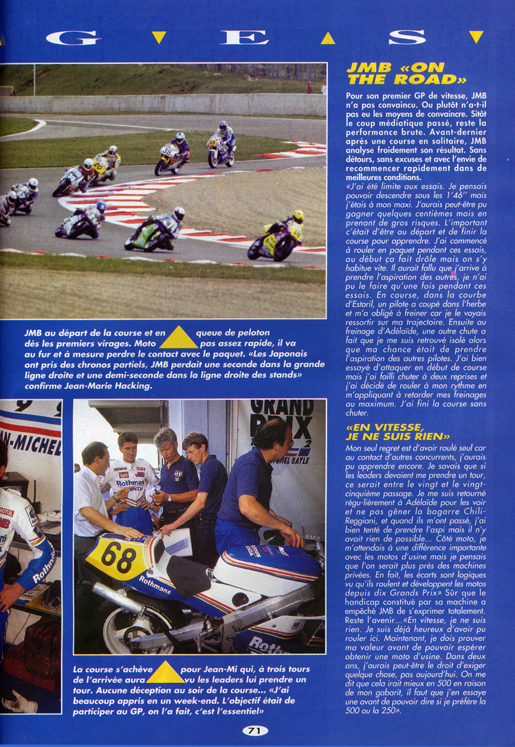 La quatrième page du reportage de Moto Crampons sur le GP de France de Vitesse de JMB