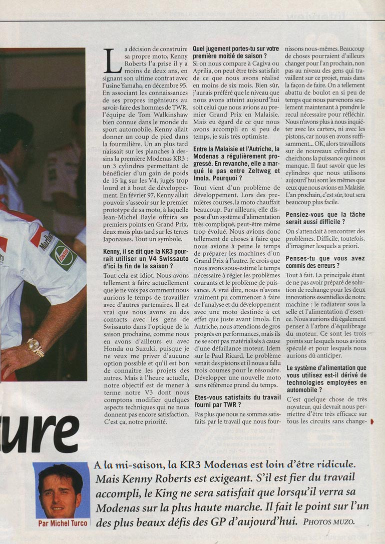 L'interview de Kenny Roberts et Jean-Michel dans Moto Revue, page 2