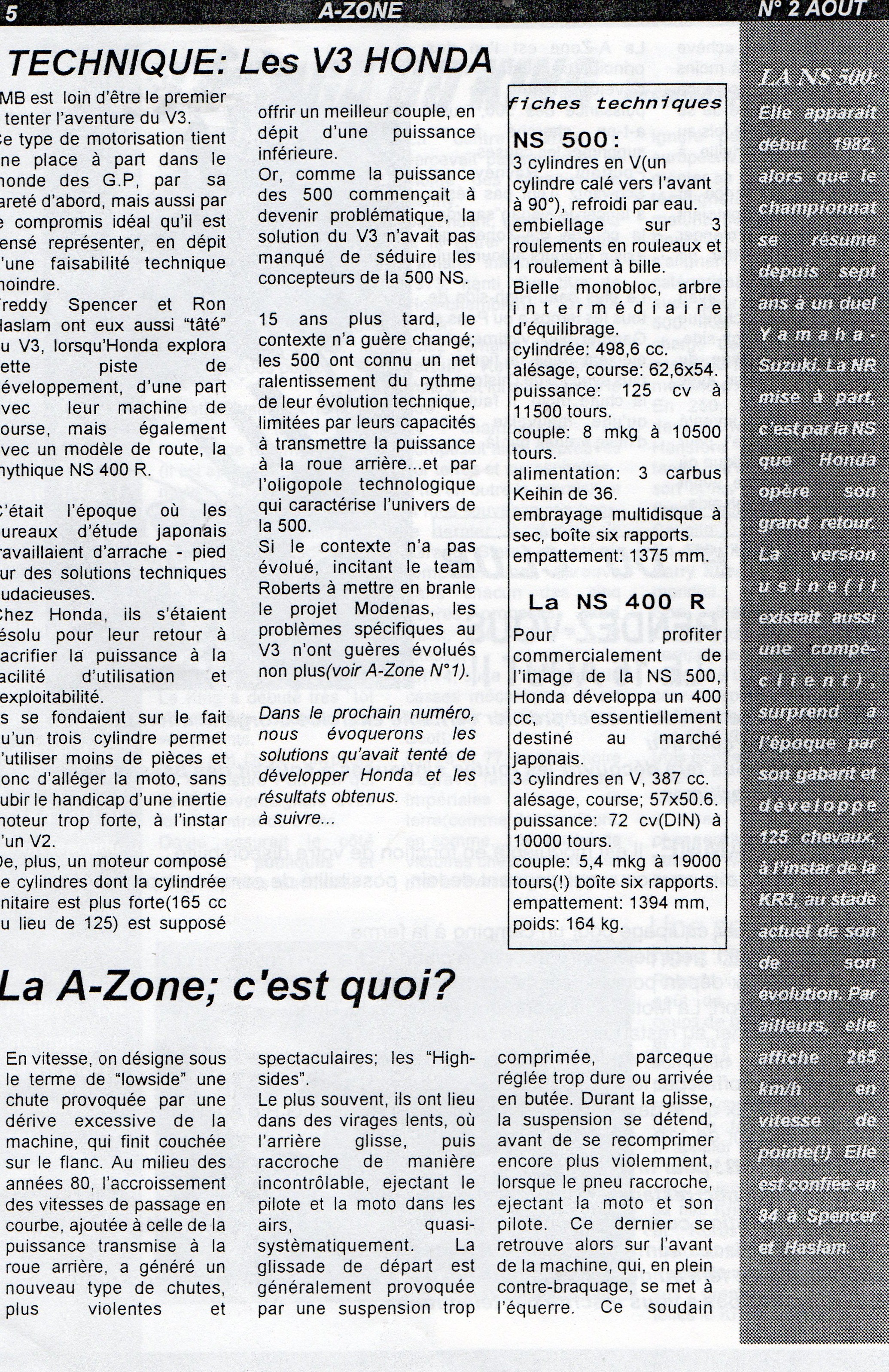 La page 5 du A zone d'Août 1997
