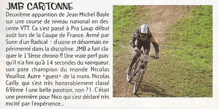 Jean-Michel Bayle en VTT lors d'une épreuve du championnat de descente à Pra Loup