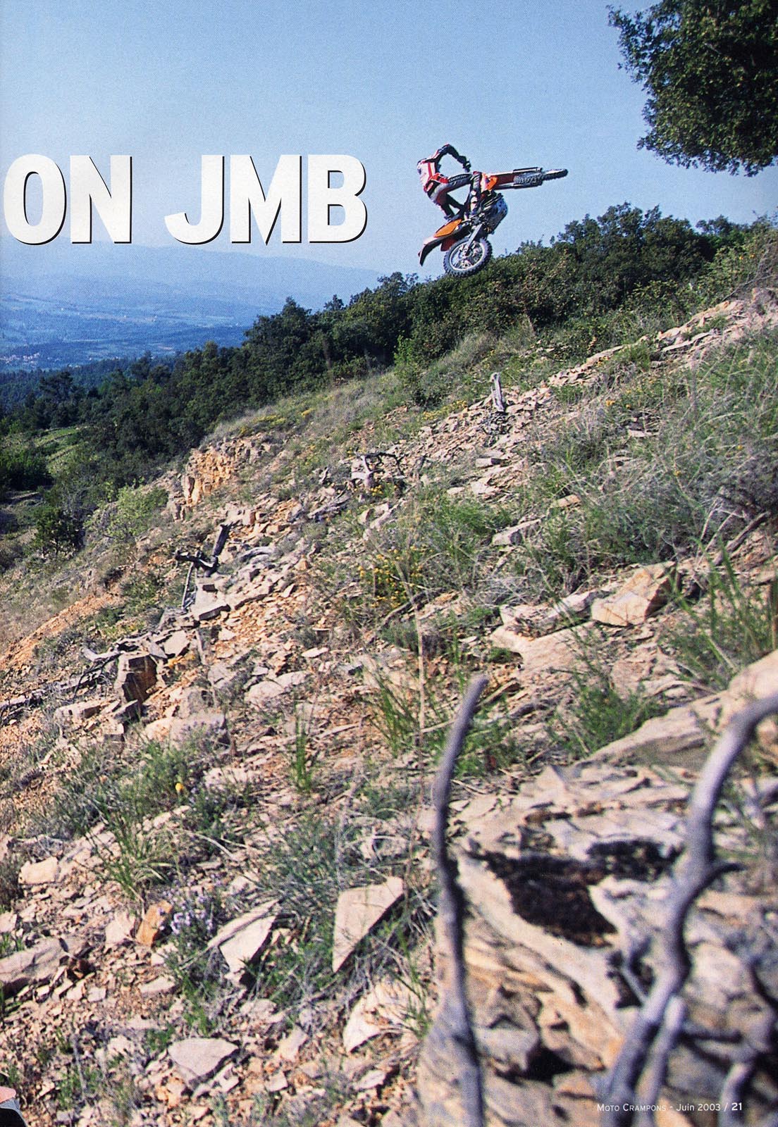 JMB donne une inteview à Moto Crampons pour sa particpation au trèfle Lozérien dans  leur  numéro de Juin 2003, voilà la page 21