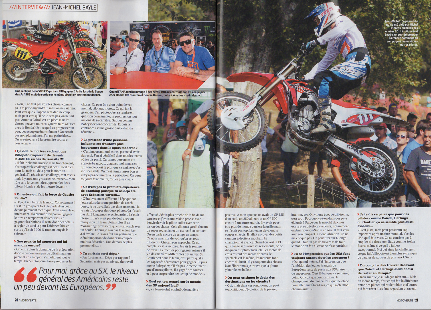 Les pages 20 et 21 du Moto Verte de Novembre avec une belle interview de Jean-Michel